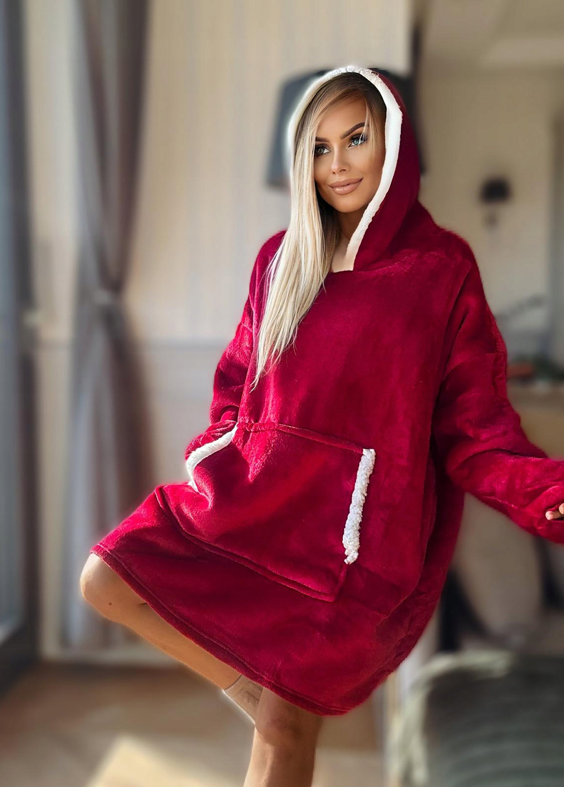 Šilta, stora, minkšta oversize pledinė bluza, dovana per Šv. Mykolas, MILI