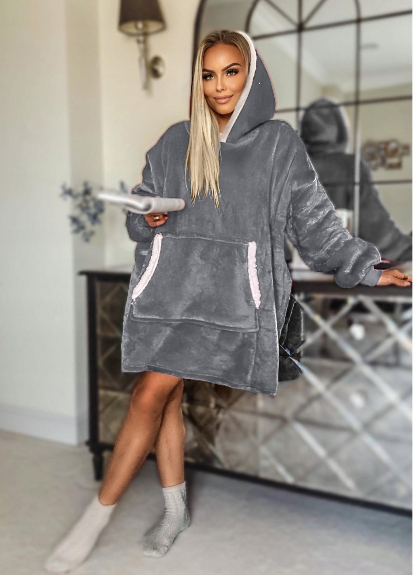 Šilta, stora, minkšta oversize pledinė bluza, dovana per Šv. Mykolas, MILI