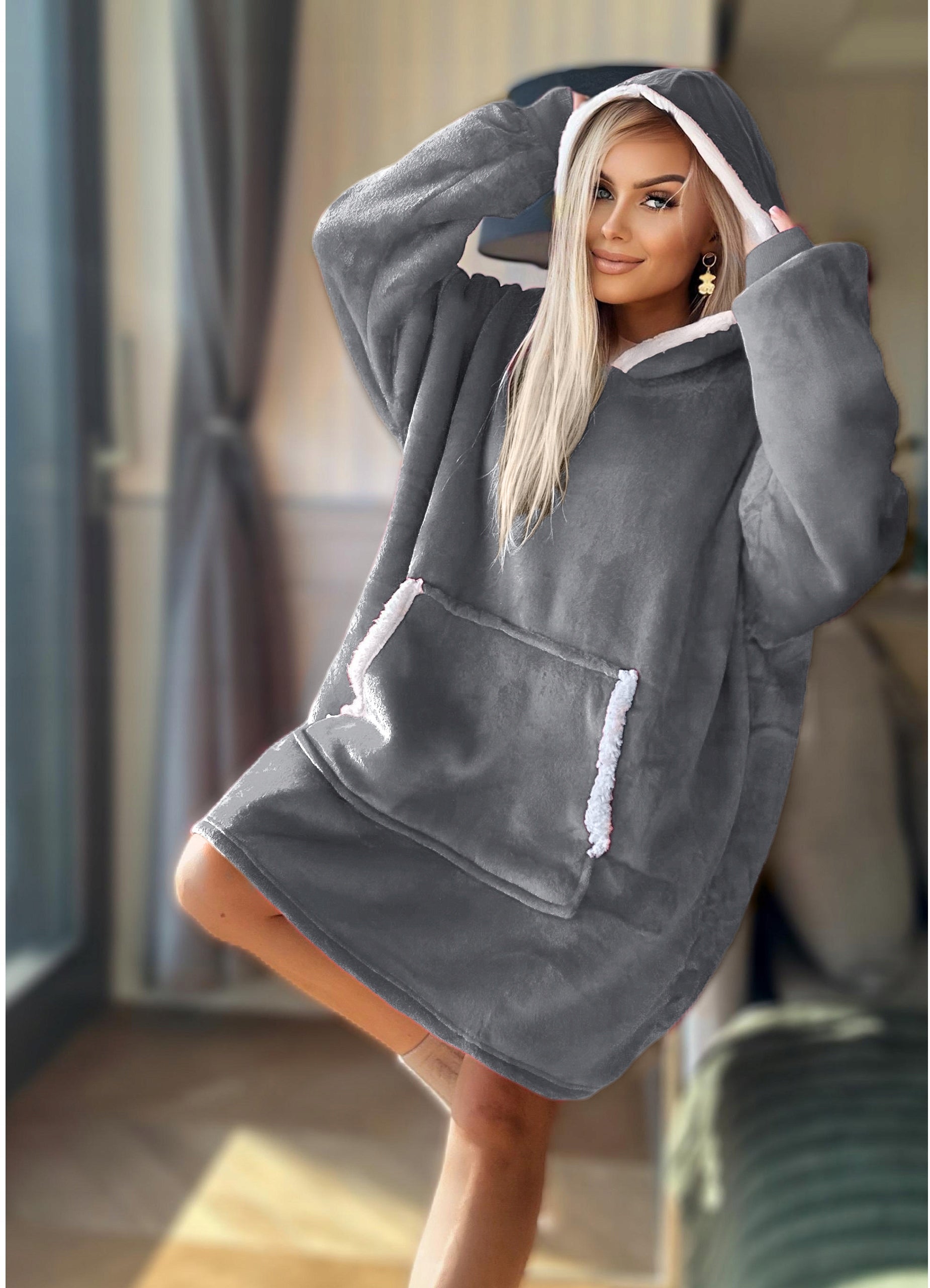 Šilta, stora, minkšta oversize pledinė bluza, dovana per Šv. Mykolas, MILI