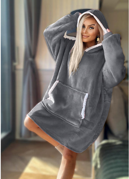 Šilta, stora, minkšta oversize pledinė bluza, dovana per Šv. Mykolas, MILI