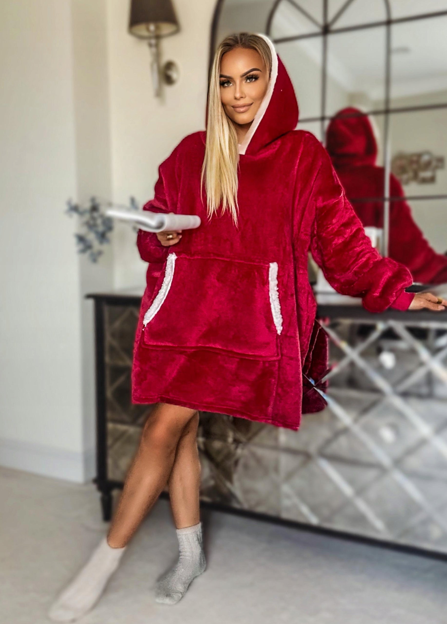 Šilta, stora, minkšta oversize pledinė bluza, dovana per Šv. Mykolas, MILI