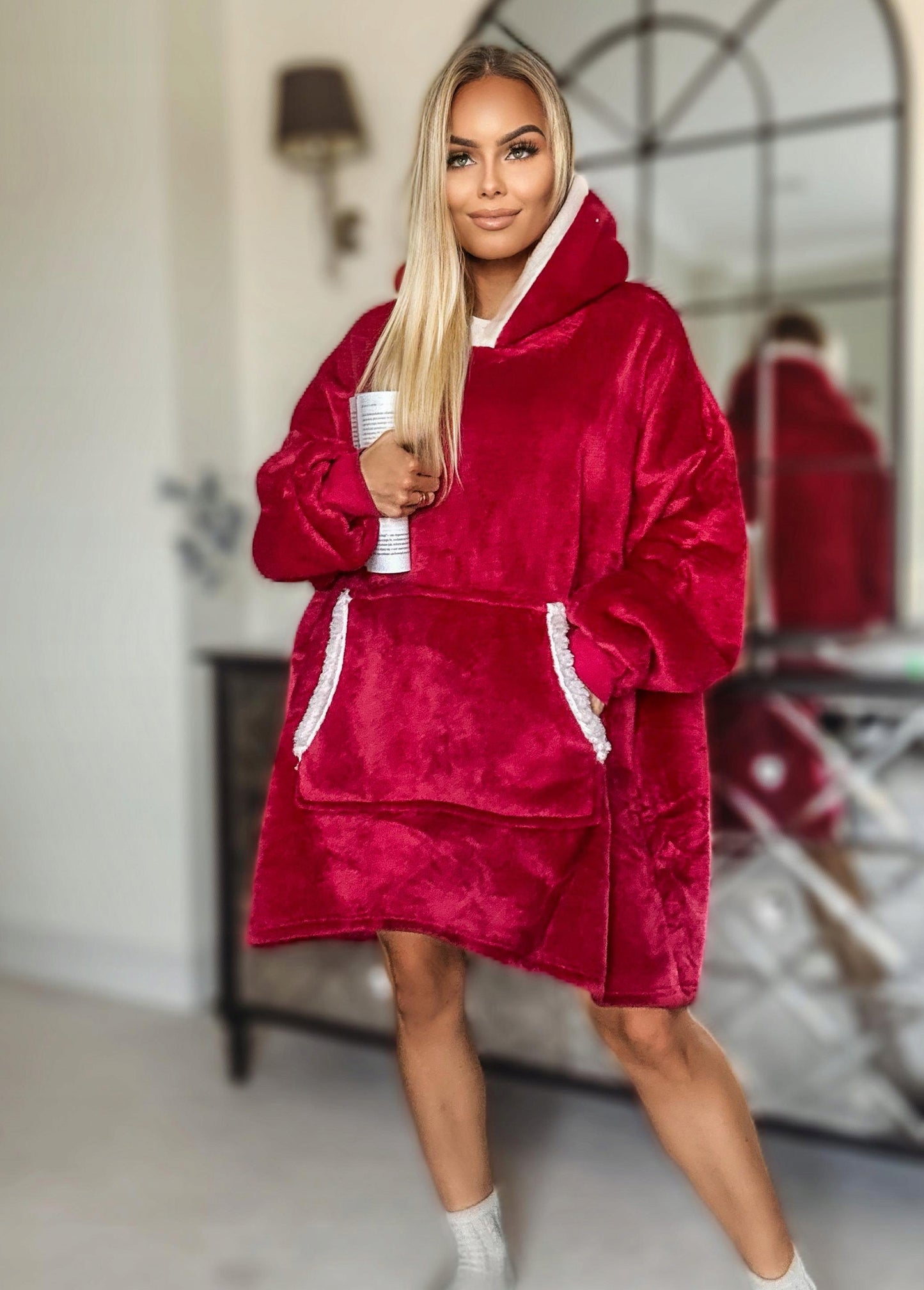 Šilta, stora, minkšta oversize pledinė bluza, dovana per Šv. Mykolas, MILI