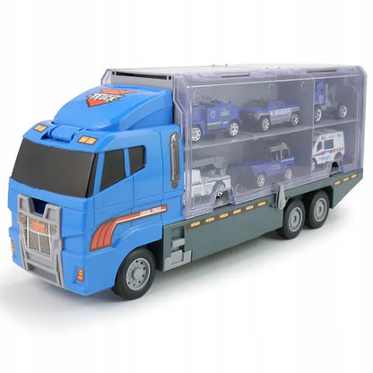 Policijos sunkvežimis, autovežis + automobiliai vaikams