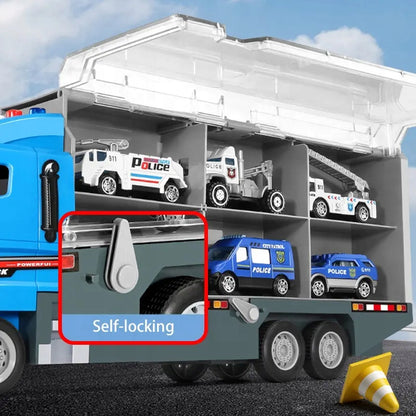 Policijos sunkvežimis, autovežis + automobiliai vaikams