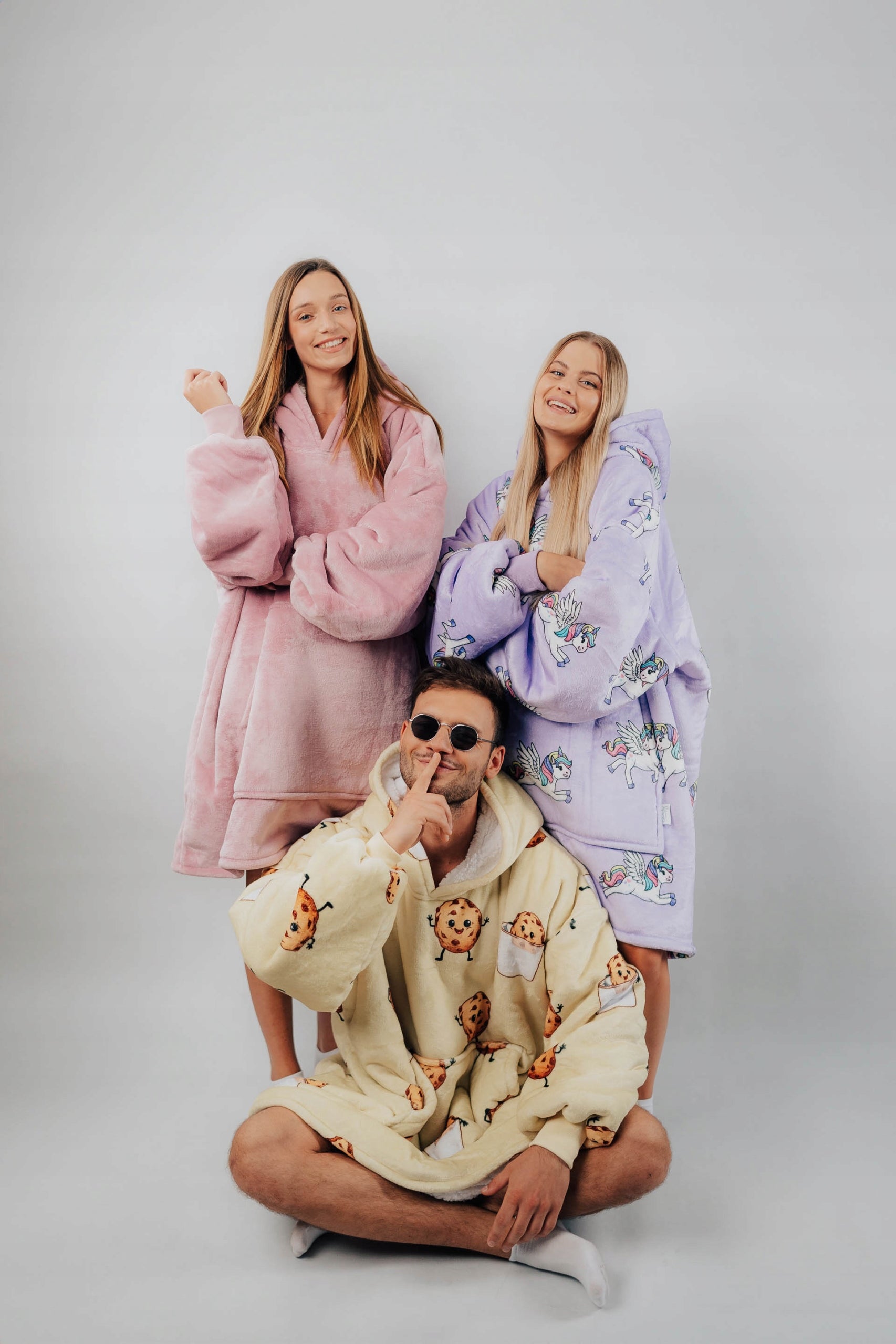 „Comfy Moment“ "Sherpa“ džemperis/pledas, "beige" – storas, purus, "oversize" stiliaus