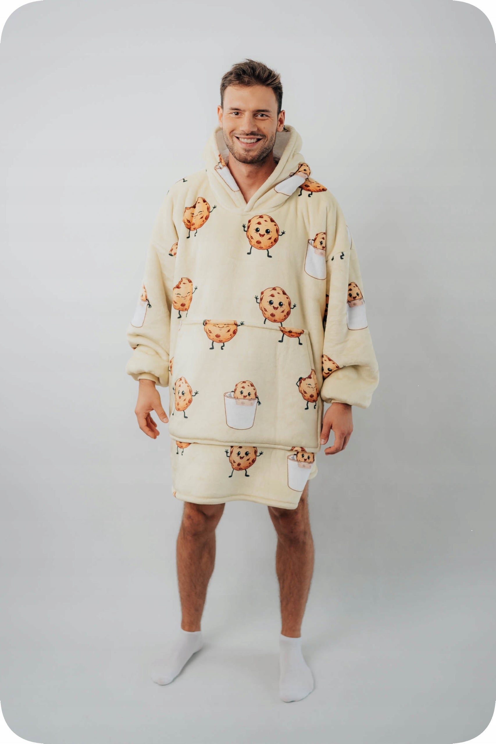 Comfy Moment Meškiukas su gobtuvu "Saumedis" #Cookie – storo pūkinio Sherpa audinio oversize modelis