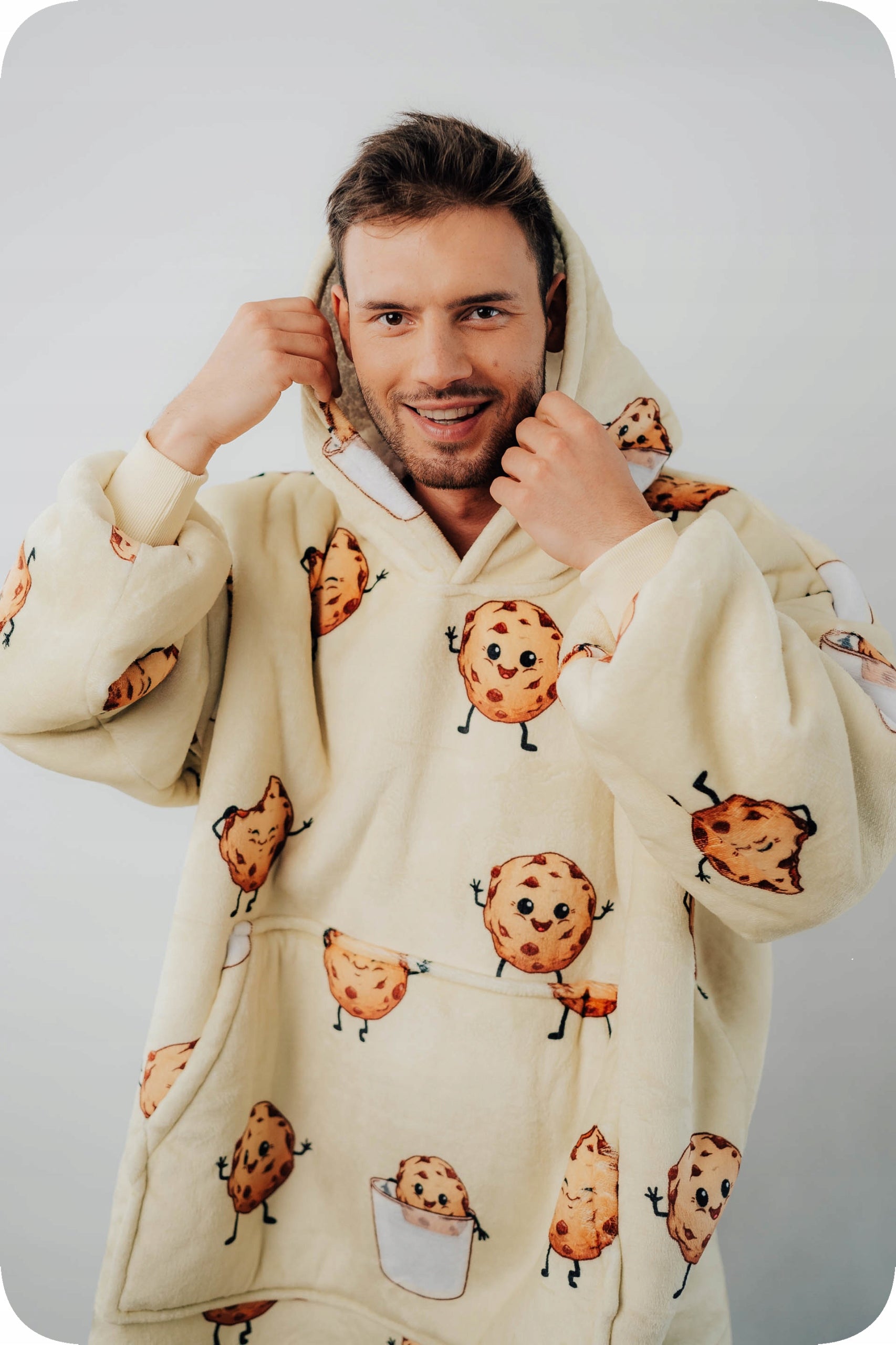 Comfy Moment Meškiukas su gobtuvu "Saumedis" #Cookie – storo pūkinio Sherpa audinio oversize modelis