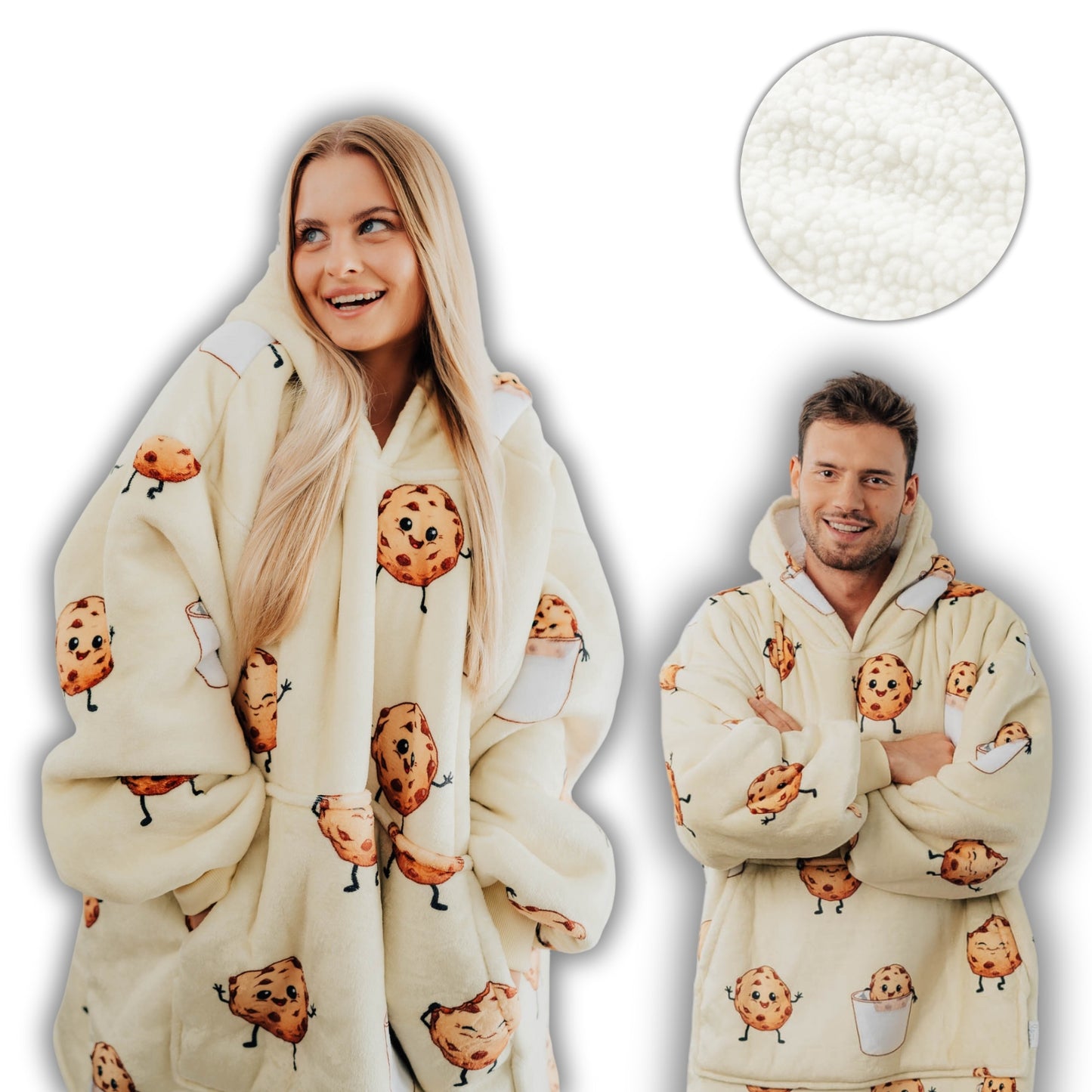 Comfy Moment Meškiukas su gobtuvu "Saumedis" #Cookie – storo pūkinio Sherpa audinio oversize modelis