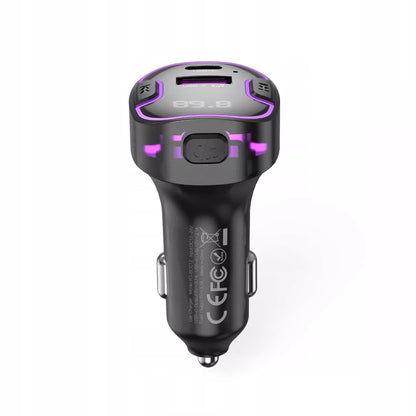 Juodas „XO FM BCC12 Bluetooth“ siųstuvas, MP3 grotuvas ir 3,1 A automobilinis įkroviklis