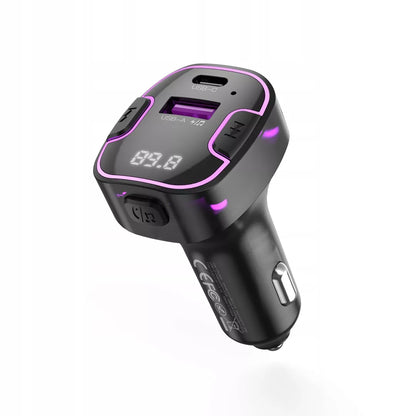 Juodas Bluetooth“ siųstuvas, MP3 grotuvas ir 3,1 A automobilinis įkroviklis
