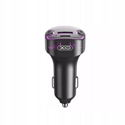 Juodas „XO FM BCC12 Bluetooth“ siųstuvas, MP3 grotuvas ir 3,1 A automobilinis įkroviklis