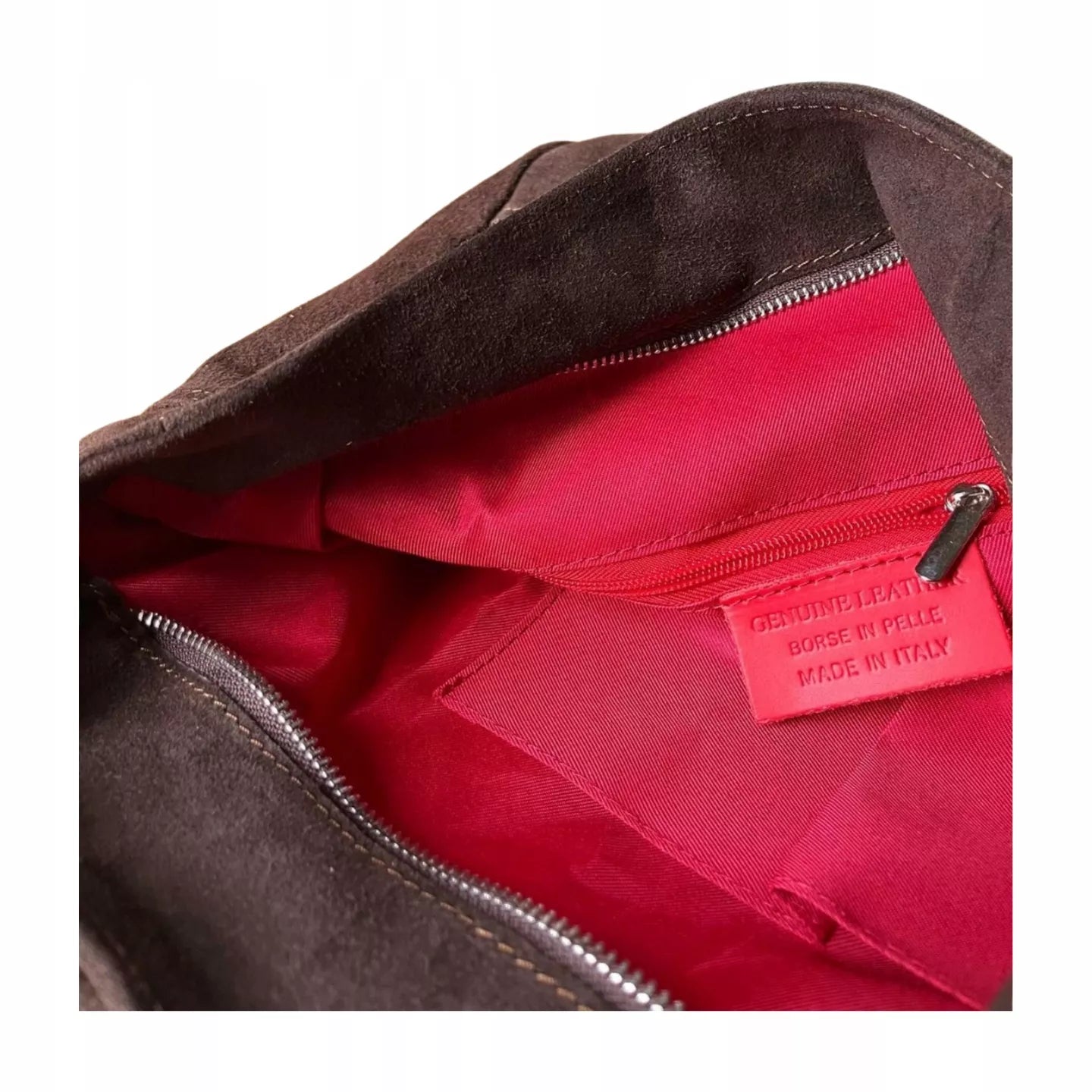 Šokoladinis zomšinis rankinukas, tamsiai rudas, Vera Pelle