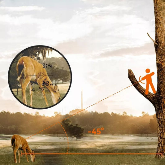 Mileseey PF210H lazerinis atstumo matuoklis, golfo žiūronai, medžioklės prietaisas su 6x priartinimu ir dėklu