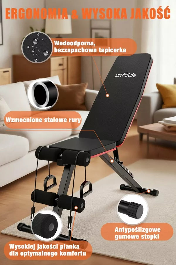 Sulankstomas, reguliuojamas 8-in-1 treniruočių suoliukas su nuolydžiu, 110 kg