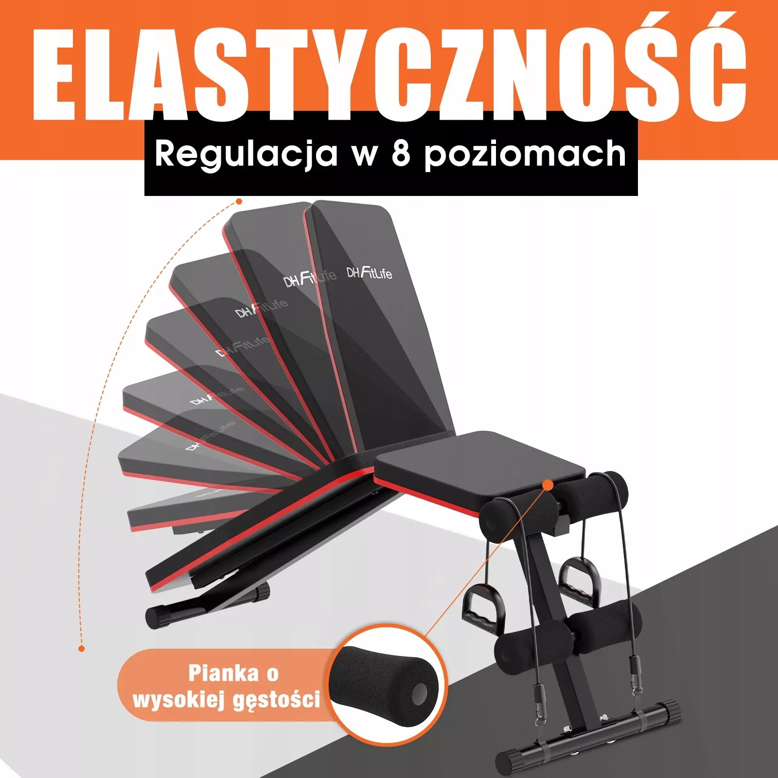 Sulankstomas, reguliuojamas 8-in-1 treniruočių suoliukas su nuolydžiu, 110 kg