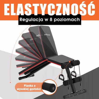 Sulankstomas, reguliuojamas 8-in-1 treniruočių suoliukas su nuolydžiu, 110 kg