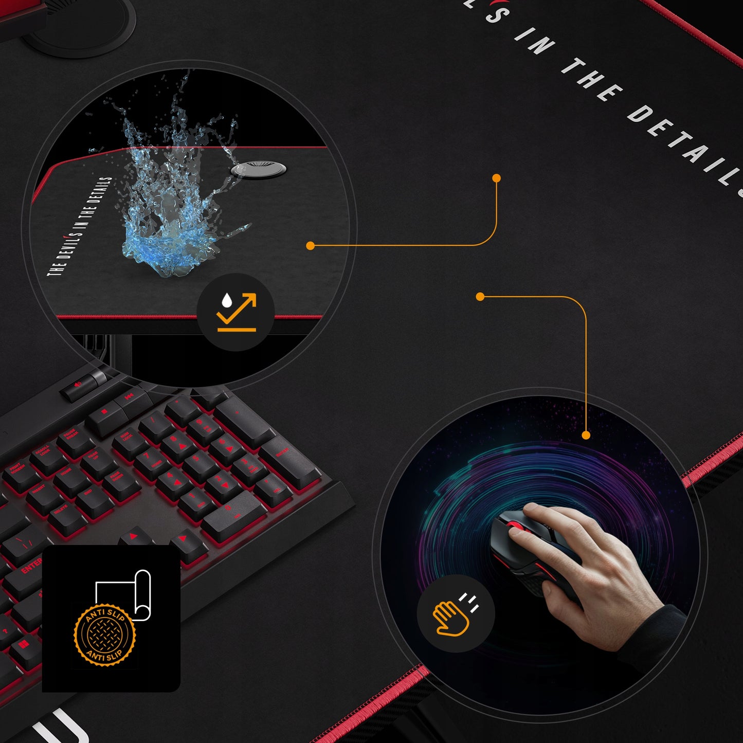 DIABLO Žaidimų stalas 140cm + Laikikliai ir kilimėlis