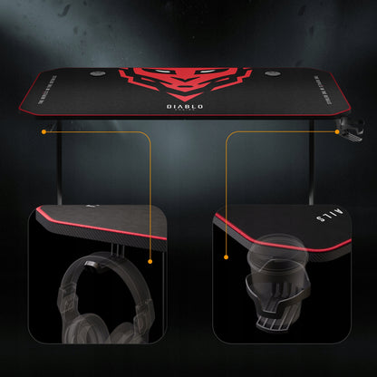 DIABLO Žaidimų stalas 140cm + Laikikliai ir kilimėlis