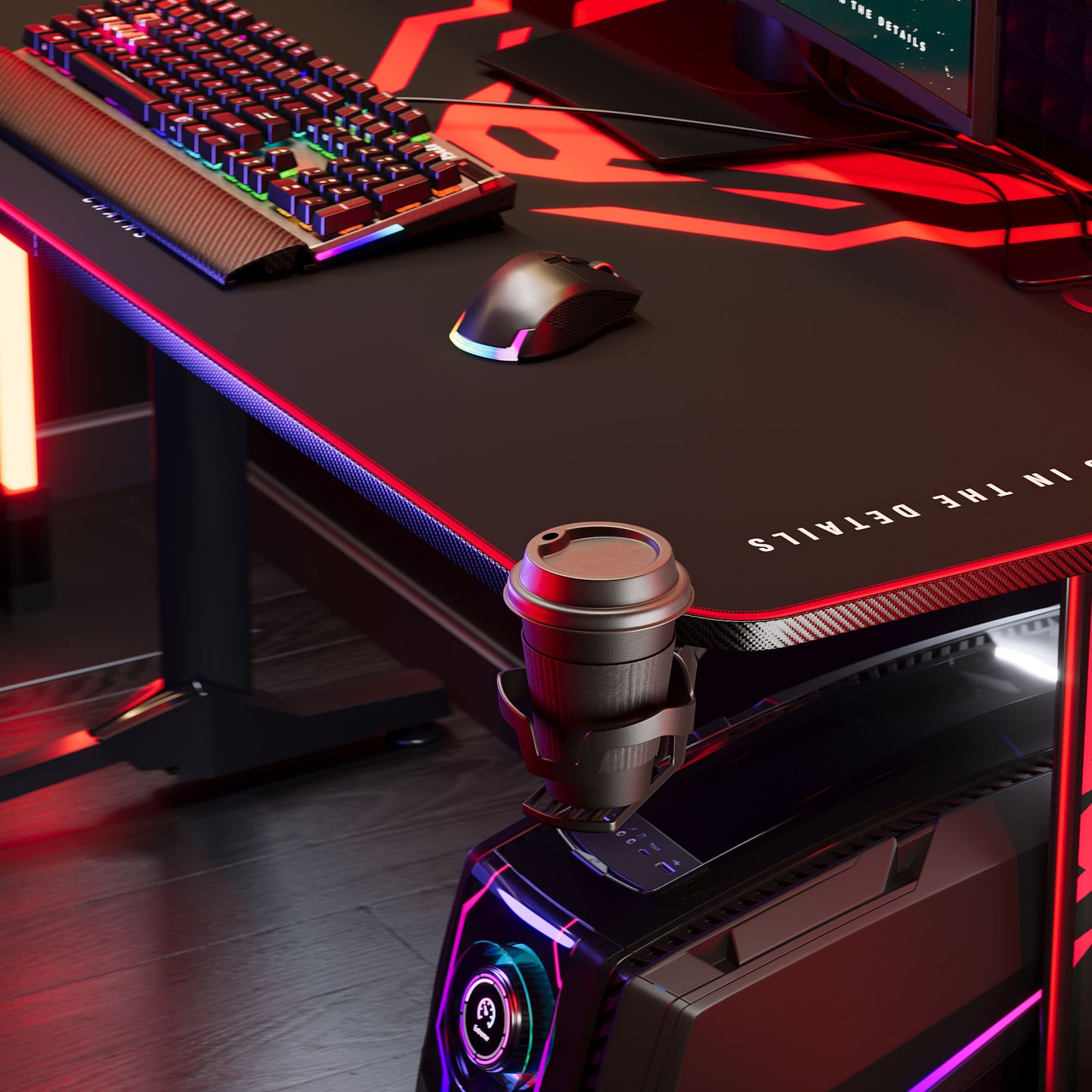 DIABLO Žaidimų stalas 140cm + Laikikliai ir kilimėlis