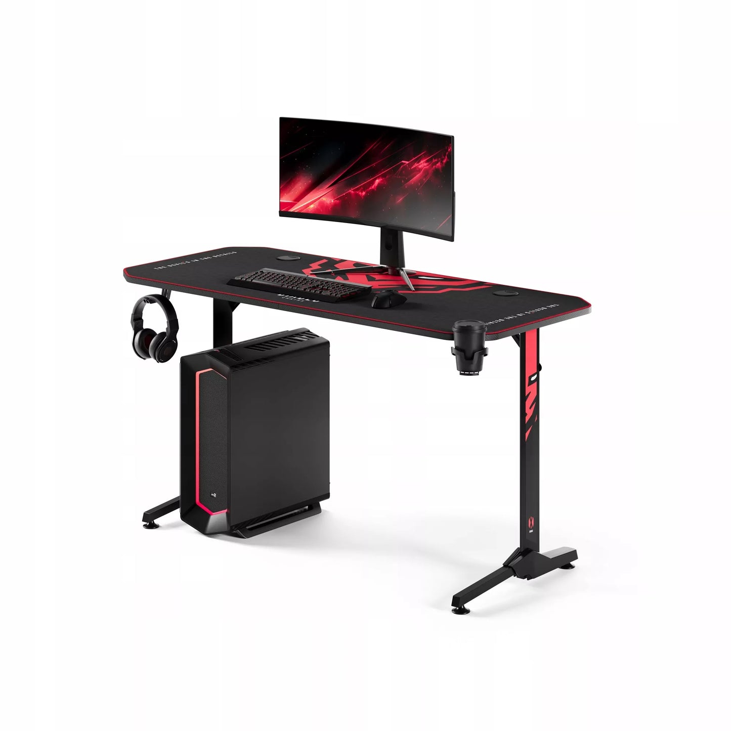 DIABLO Žaidimų stalas 140cm + Laikikliai ir kilimėlis, X-MATE 1400 Juodas