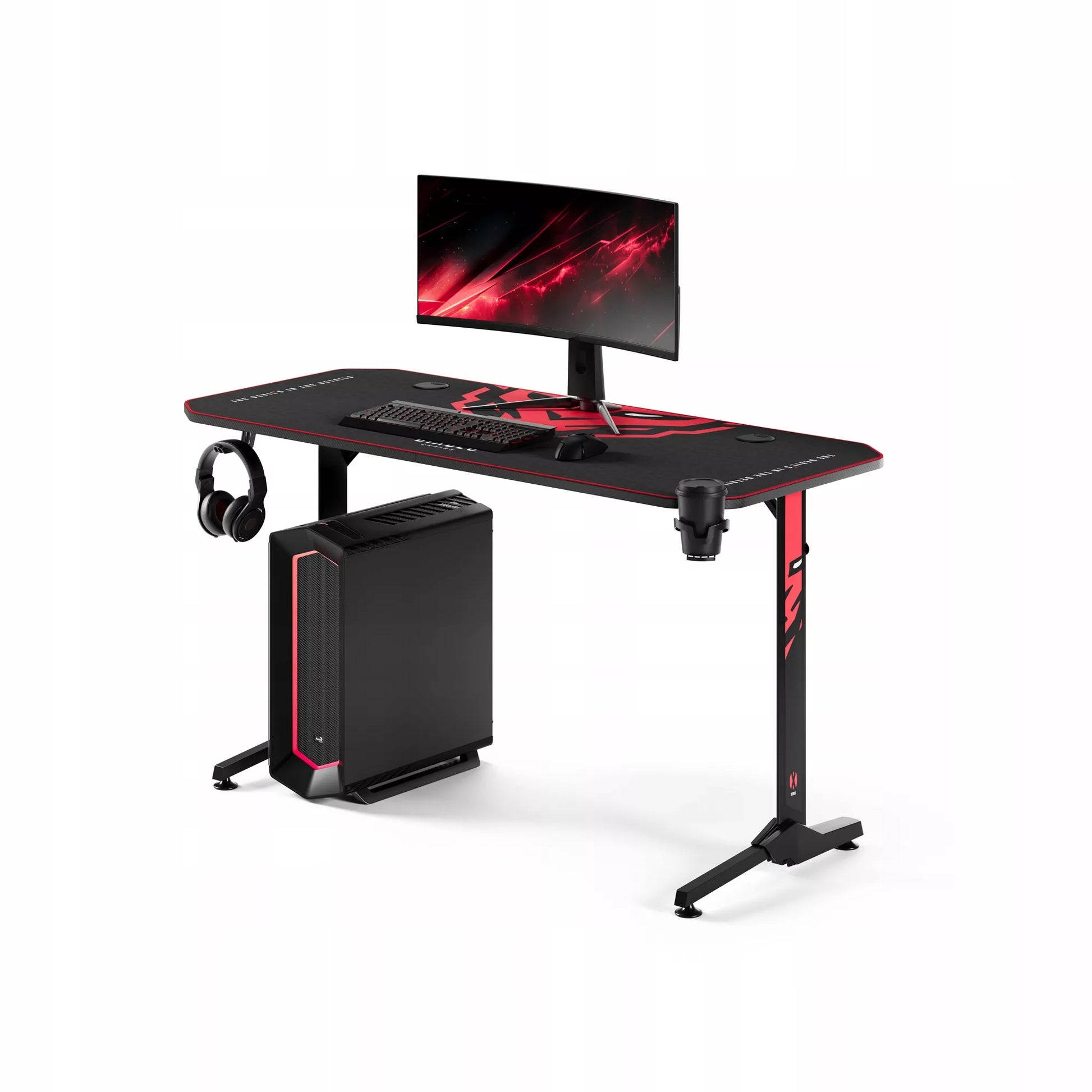 DIABLO Žaidimų stalas 140cm + Laikikliai ir kilimėlis, X-MATE 1400 Juodas