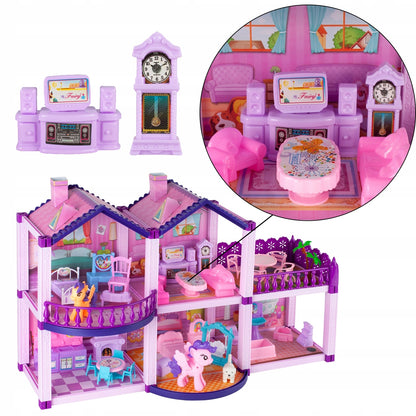 Lėlių namelis poniams VILLA arkliai šuo baldai poniams vaikams rožinis