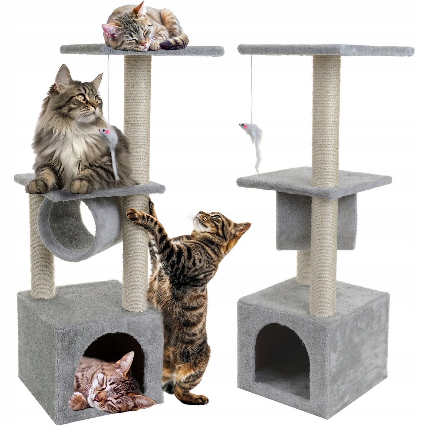 Kačių draskyklė namelis guolis draskymo stulpas žaislas bokštas sizalis 92cm