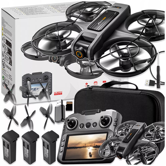 Dronas su 2 kameromis ir LCD valdikliu – belaidis variklis, 145 g, Wi-Fi, 3 baterijos