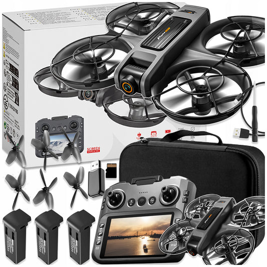 Dronas su valdikliu LCD, 2 kameromis, belaidžiu varikliu, žaislas, 145 g, Wi-Fi, 3 akumuliatoriai