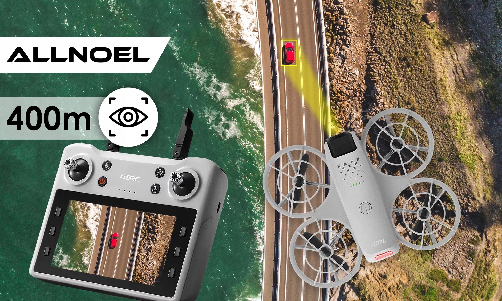 DRONŲ VALDIKLIS SU LCD 2 KAMEROMIS BEŠEPETĖLINIU VARIKLIU 125G WIFI 3x AKUMULIATORIAI ŽAISLAS