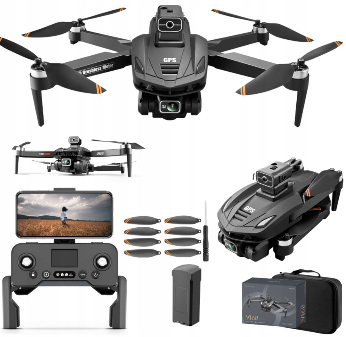 Dronas su WIFI 5G GPS kamera, valdomas programėle, žaislas, 3000m atstumas