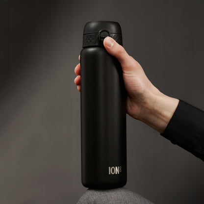 Didelė juoda elegantiška metalinė nerūdijančio plieno gertuvė 1,2 L ION8