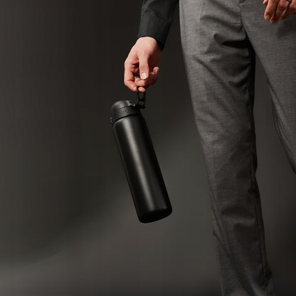 Didelė juoda elegantiška metalinė nerūdijančio plieno gertuvė 1,2 L ION8