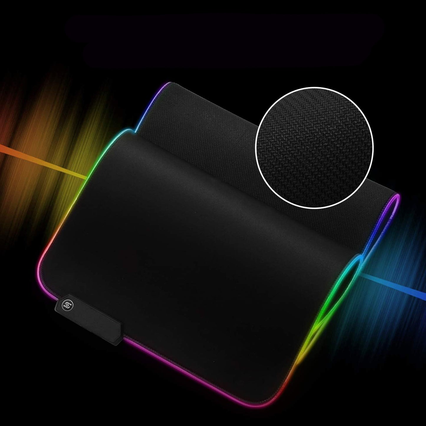 Didelis RGB XXL žaidimų pelės kilimėlis su LED apšvietimu ant stalo
