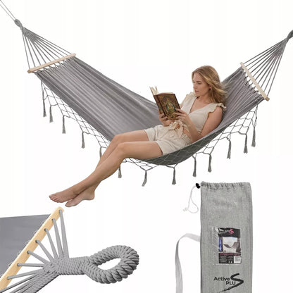 Didelis dvivietis sodo hamakas – boho, braziliškas XL