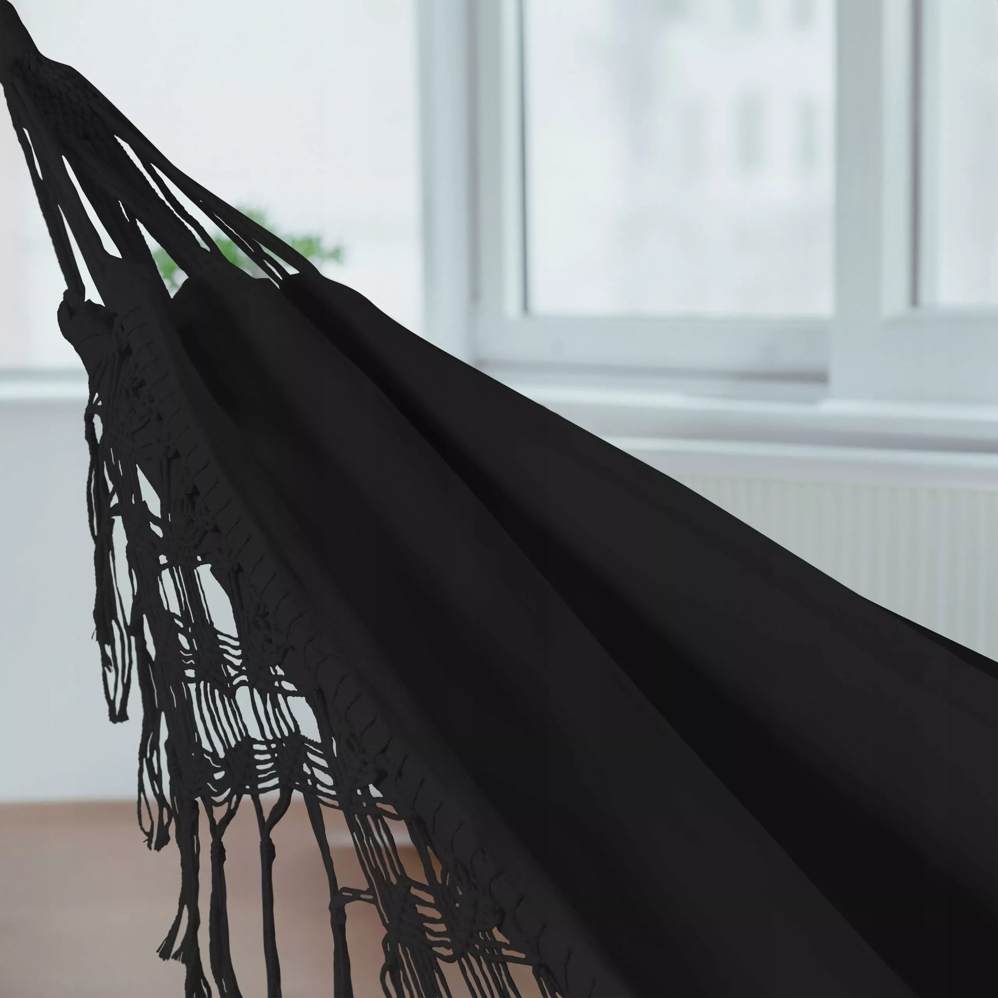 Didelis Sodo Hamakas BOHO Kutai Kelioninis Hamakas Balkonui JUODAS