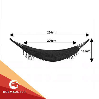 Didelis Sodo Hamakas BOHO Kutai Kelioninis Hamakas Balkonui JUODAS