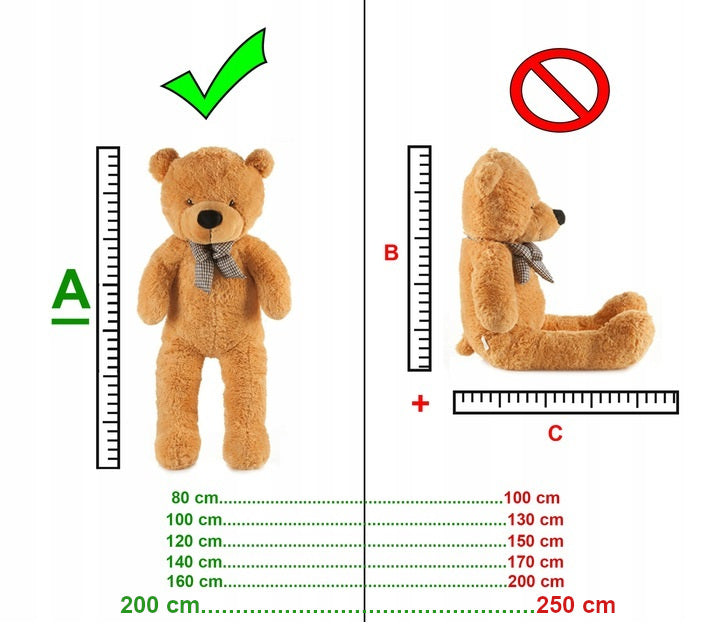 Didelis meškinas, didžiulis pliušinis žaislas, minkšta milžiniška 200cm figūrėlė, dovana