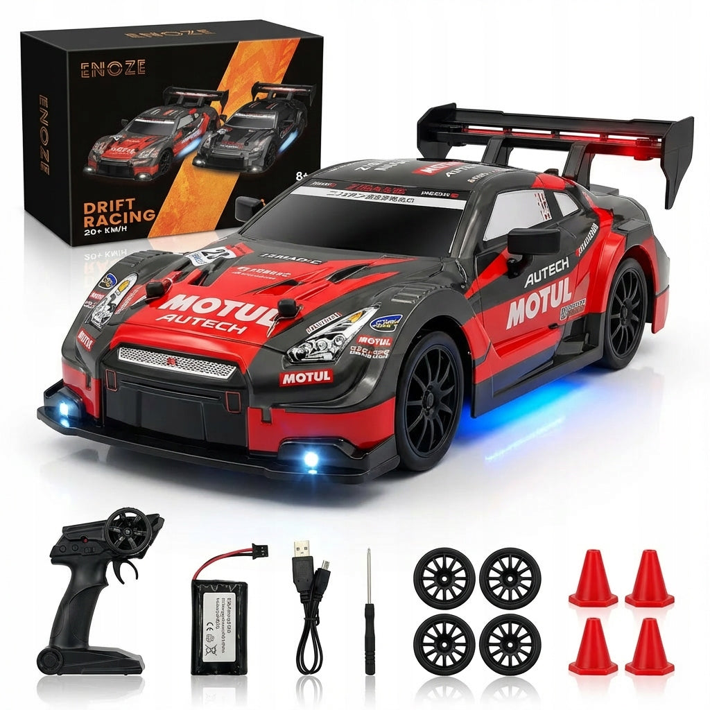 DIDELĖ DRIFTO MAŠINA, VALDOMA NUOTOLIU, LENKTYNIŲ AUTOMOBILIS SU POLO ŠVIESOS DIODAIS RC