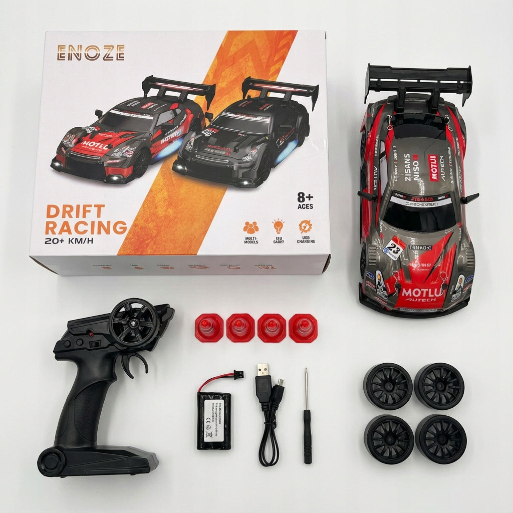 DIDELĖ DRIFTO MAŠINA, VALDOMA NUOTOLIU, LENKTYNIŲ AUTOMOBILIS SU POLO ŠVIESOS DIODAIS RC