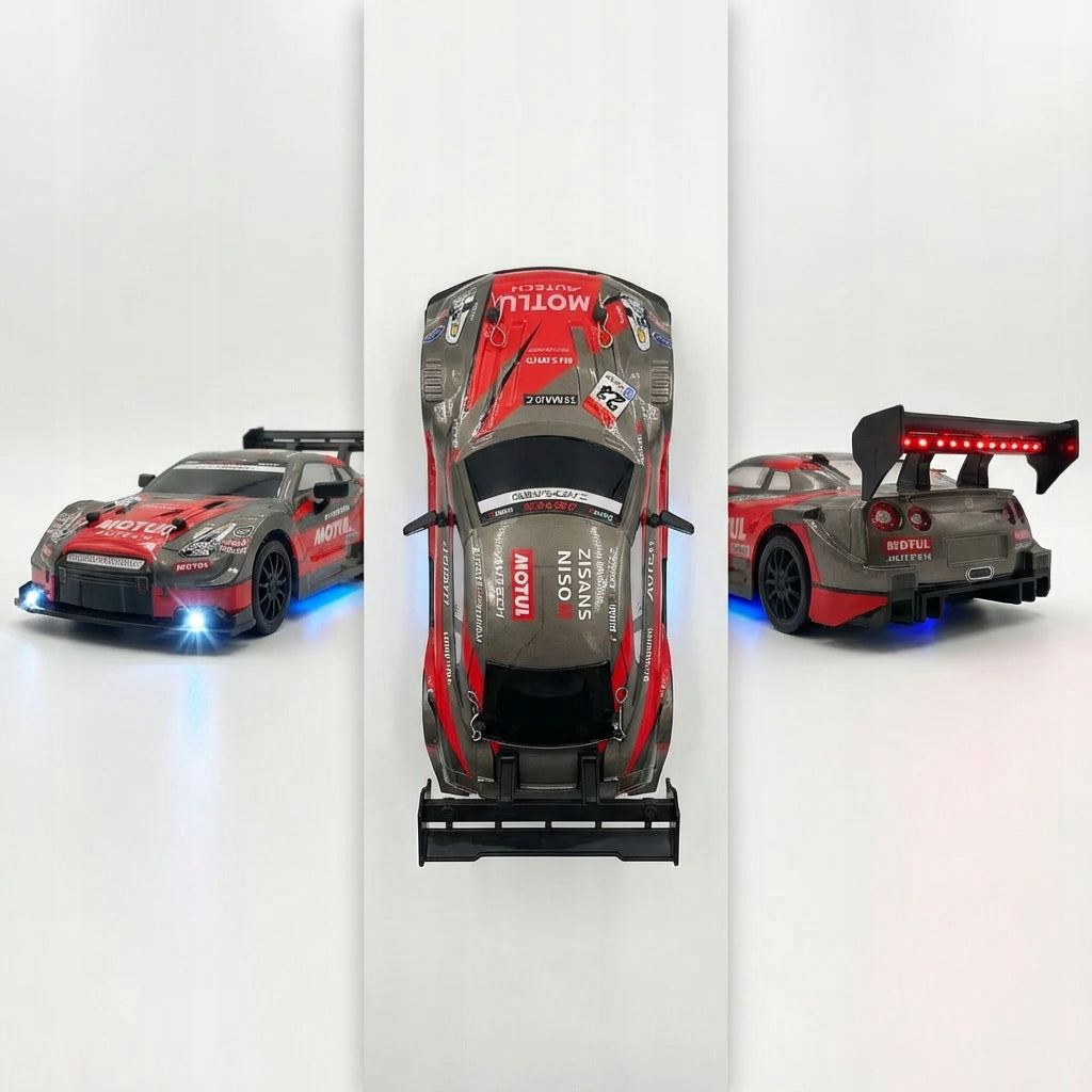 DIDELĖ DRIFTO MAŠINA, VALDOMA NUOTOLIU, LENKTYNIŲ AUTOMOBILIS SU POLO ŠVIESOS DIODAIS RC