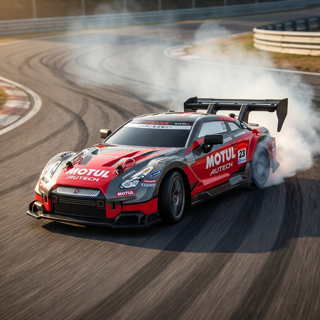 DIDELĖ DRIFTO MAŠINA, VALDOMA NUOTOLIU, LENKTYNIŲ AUTOMOBILIS SU POLO ŠVIESOS DIODAIS RC