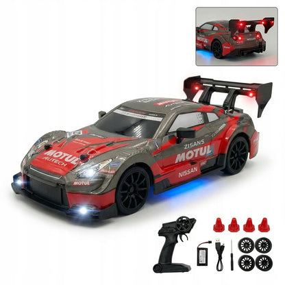 DIDELĖ DRIFTO MAŠINA, VALDOMA NUOTOLIU, LENKTYNIŲ AUTOMOBILIS SU POLO ŠVIESOS DIODAIS RC