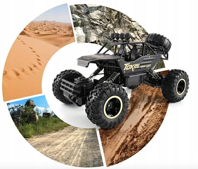 Didelis nuotoliniu būdu valdomas automobilis RC metalinis visureigis 4x4 pavara 1:12 su valdymo pulteliu