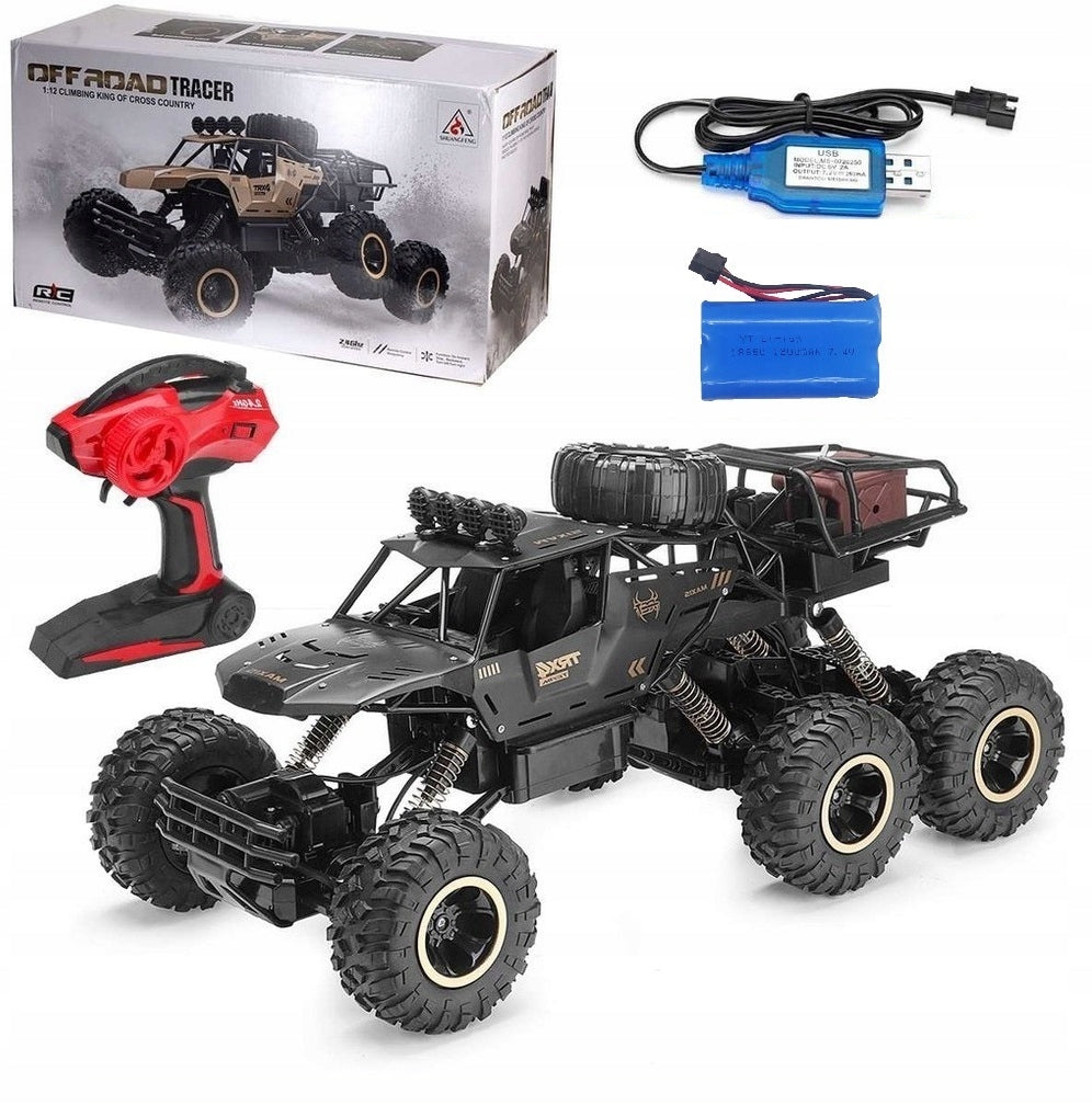 DIDELIS NUOTOLINIU BŪDU VALDOMAS AUTOMOBILIS RC METALINIS VISUREIGIS 6X4 PAVARA 1:12 PILOTAS