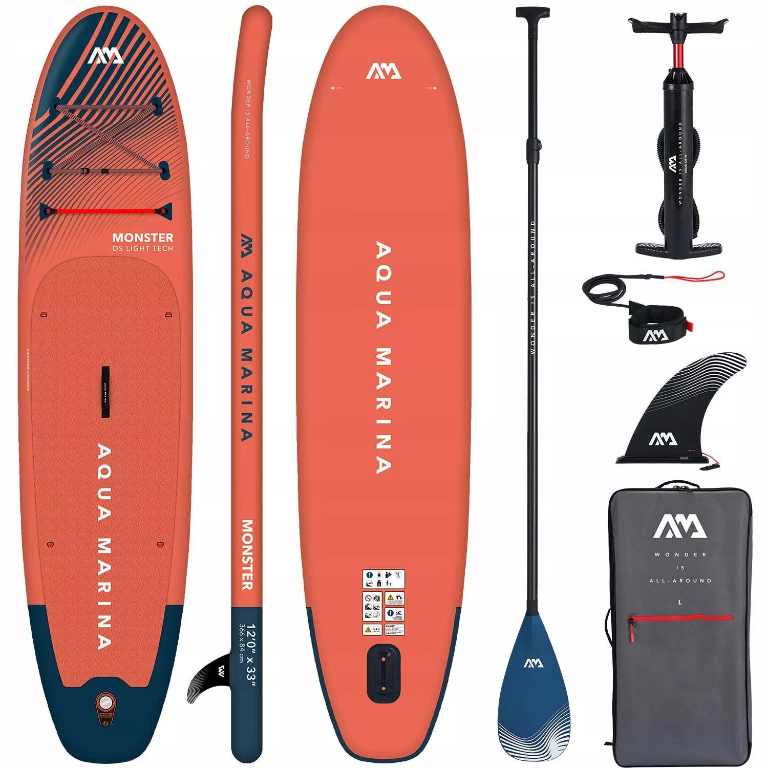 Irklentė SUP Aqua Marina Monster 12'0" + irklas CARBON PASTEL