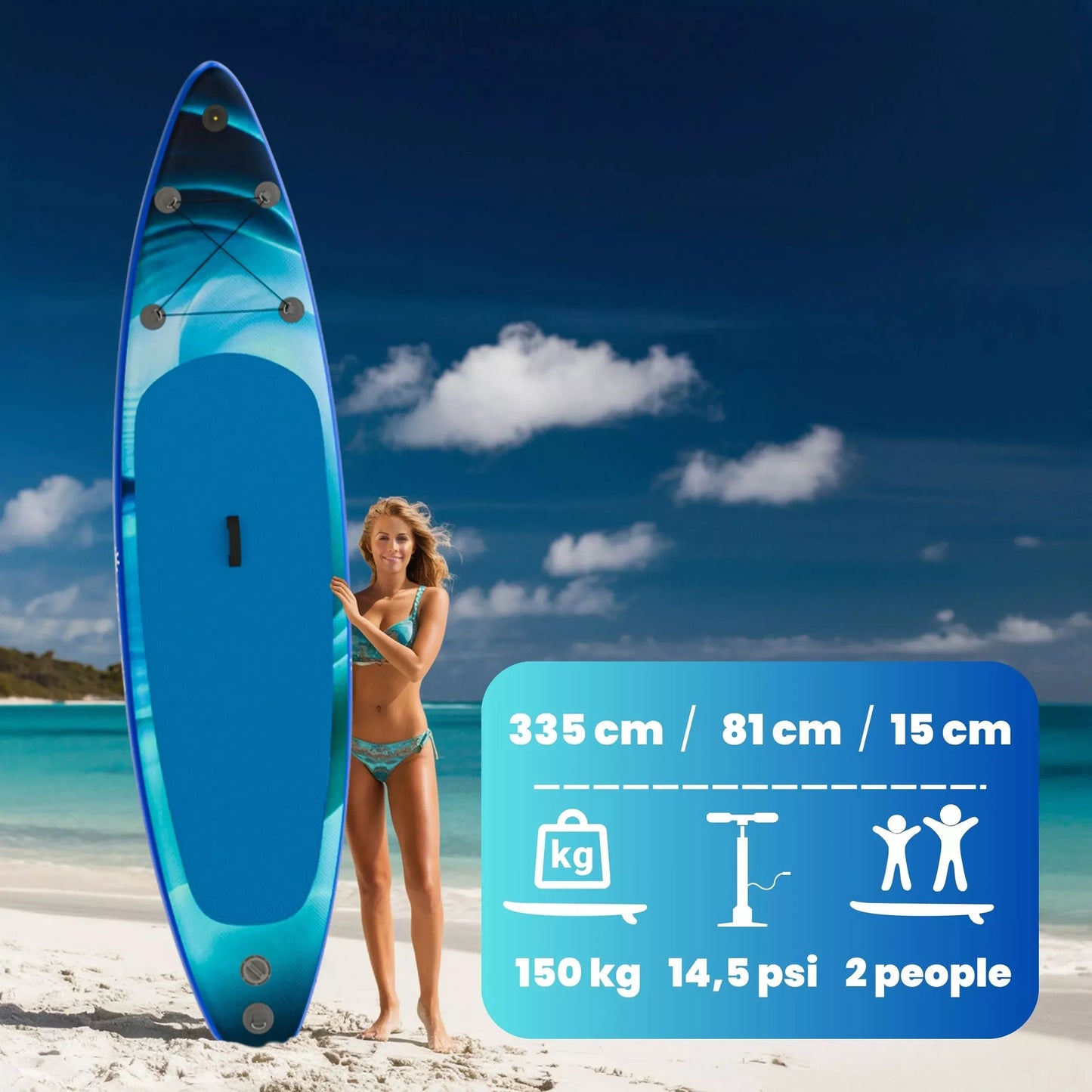 Pripučiama irklentė 335cm Mėlyna – Rinkinys su irklu ir pompa