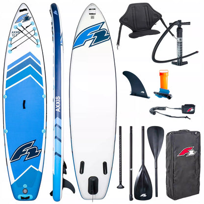 Pripučiama SUP lenta F2 Axxis 12'2" Light Blue Combo Irklas 2in1 Sėdynė