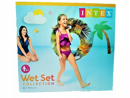 Pripučiama gelbėjimo plūdurė INTEX su rankenomis baseinui ir ežerui, ROŽINIS FLAMINAS 97CM