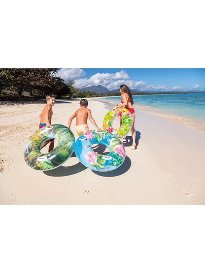 Pripučiama gelbėjimo plūdurė INTEX su rankenomis baseinui ir ežerui, ROŽINIS FLAMINAS 97CM